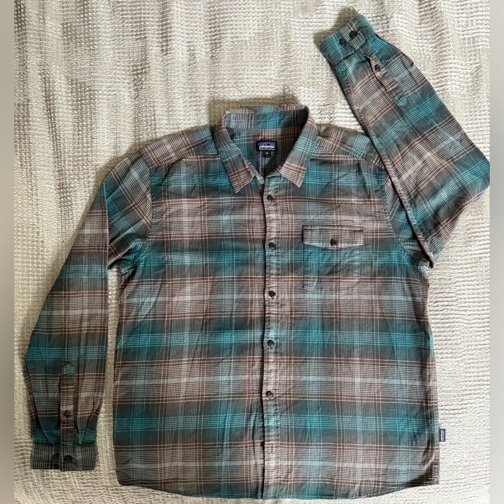 🌲Patagonia Organic Cotton Plaid Shirt Men’s XL Button Down Long Sleeve 🌲 EUC